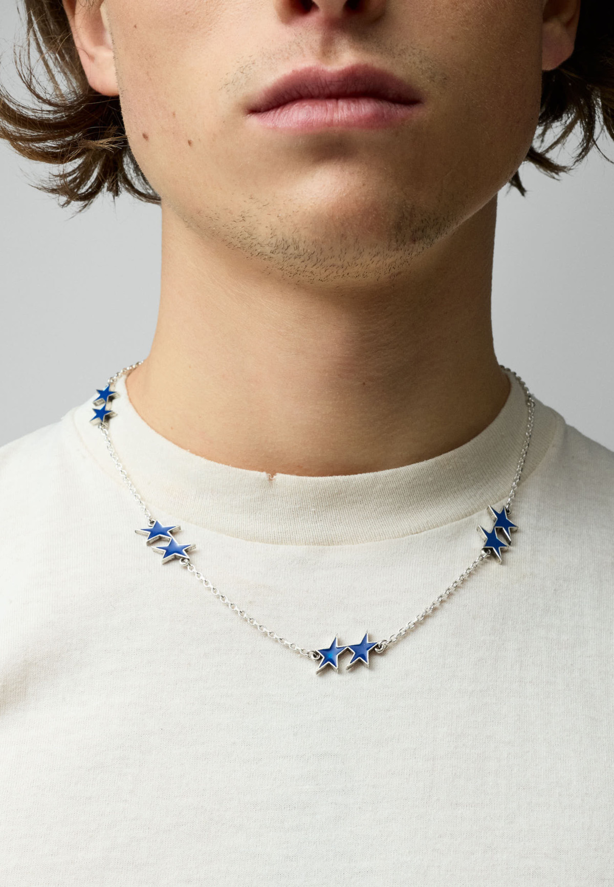 Twojeys Blue Enameled Icon Necklace Silver