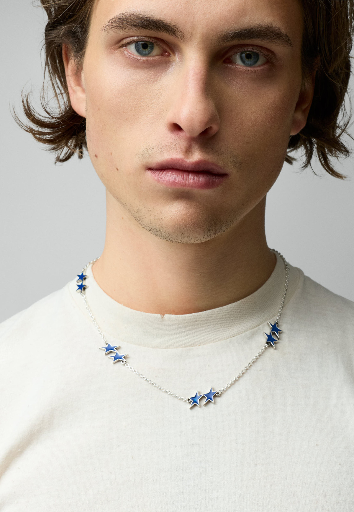 Twojeys Blue Enameled Icon Necklace Silver