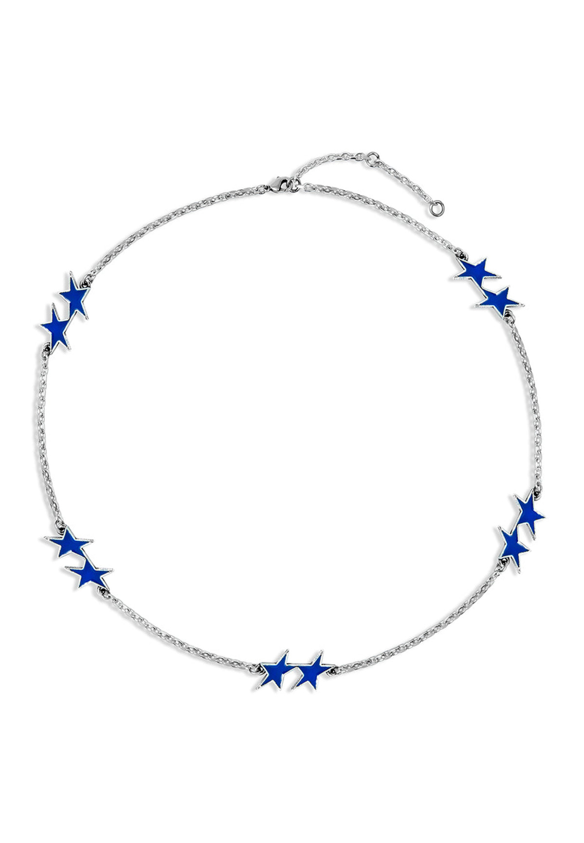 Twojeys Blue Enameled Icon Necklace Silver