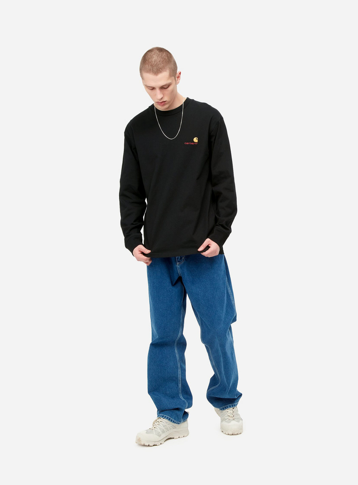 Carhartt WIP L/S American Script T-Shirt Black
