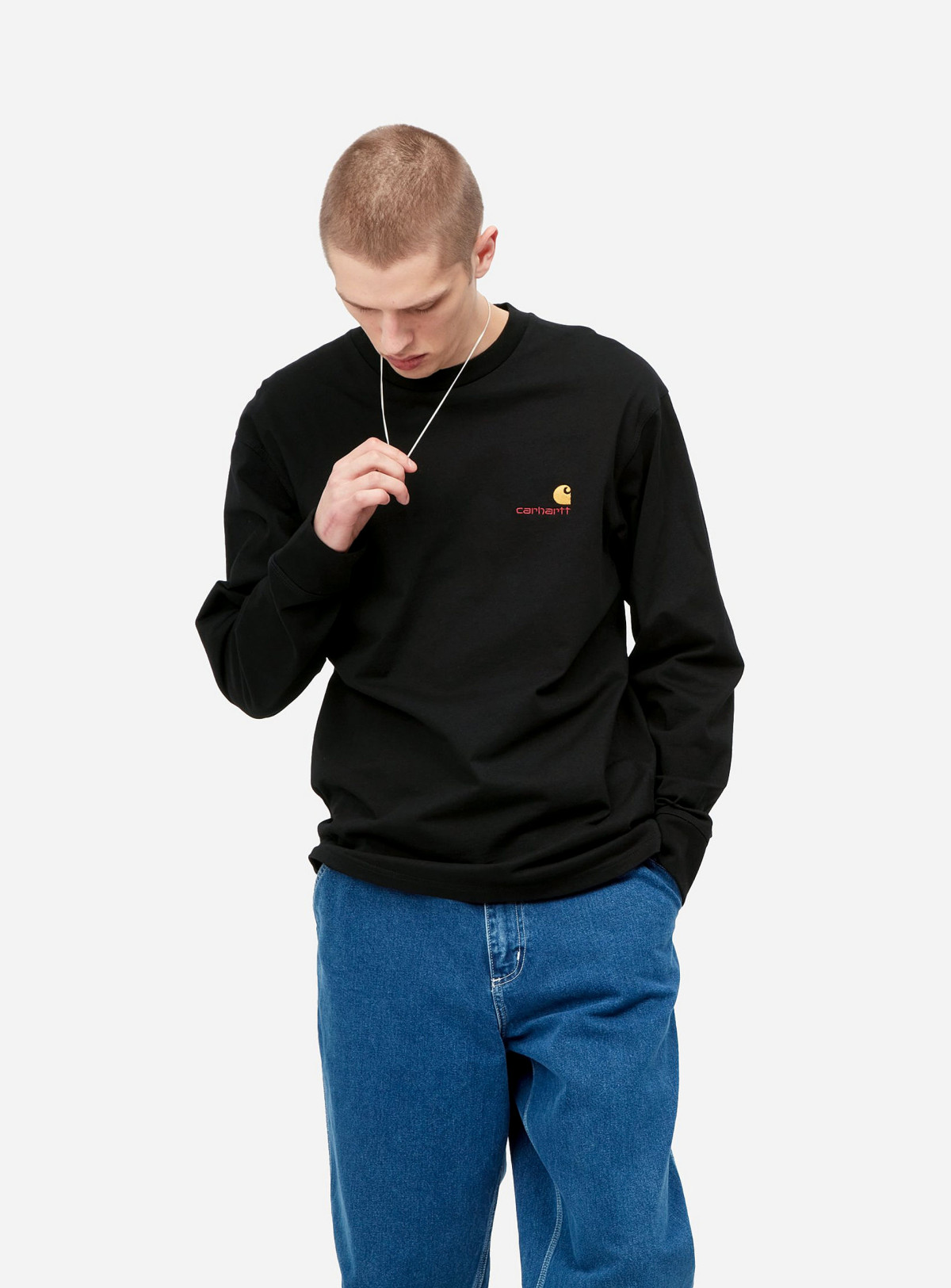 Carhartt WIP L/S American Script T-Shirt Black