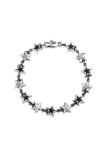 Twojeys Black Enameled Stars Bracelet Silver