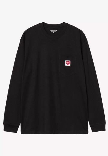 Carhartt WIP L/S Pocket Heart T-Shirt Black / Red